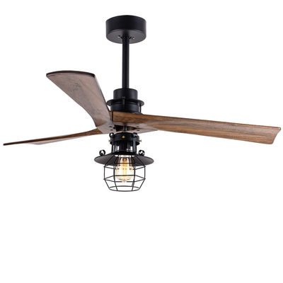 Controle remoto 52 polegadas DC motor decorativo 3 lâminas de madeira com luz