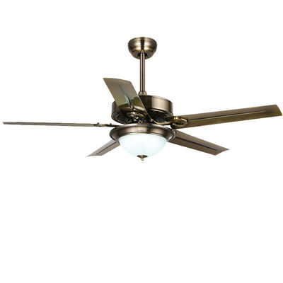 Ventilador de teto moderno de estilo europeu com luz LED Villa AC DC 5 lâminas de ferro