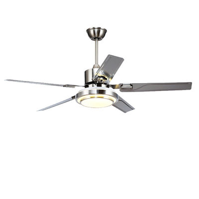 Ventiladores de tecto de motor de corrente contínua de prata de 52 polegadas com luzes / 5 lâminas ABS