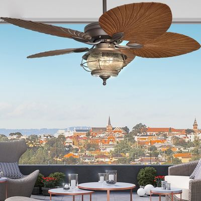 Ventilador de teto à prova de água de 52 polegadas com luz 5 lâminas ABS Ventilador de teto à prova de tempo