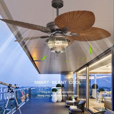 Ventilador de teto à prova de água de 52 polegadas com luz 5 lâminas ABS Ventilador de teto à prova de tempo