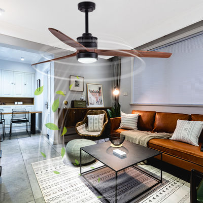 Folhas de madeira Ventiladores de teto europeus com luzes Decorativo motor de corrente contínua
