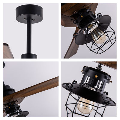 Controle remoto 52 polegadas DC motor decorativo 3 lâminas de madeira com luz