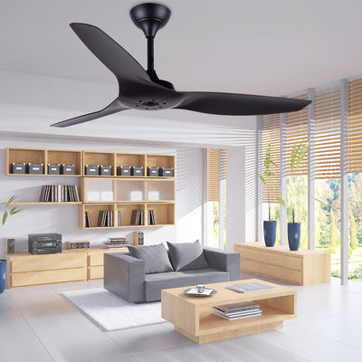 ABS Blade Ventilador de teto americano Sala de estar Ventilador de teto preto de 52 polegadas