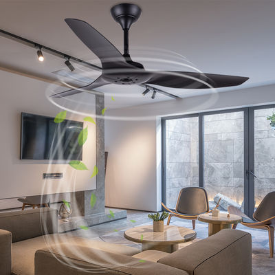 ABS Blade Ventilador de teto americano Sala de estar Ventilador de teto preto de 52 polegadas