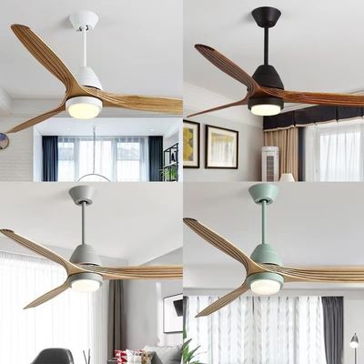Ventilador de teto de madeira sólida LED 20W Ventilador de teto de hélice de madeira