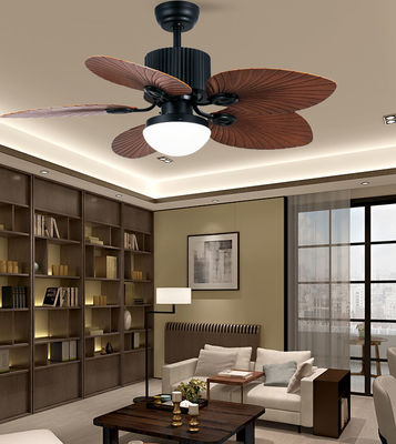 Lâmina de ABS Ventiladores de teto modernos com luz de 52 polegadas preto e marrom