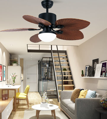 Lâmina de ABS Ventiladores de teto modernos com luz de 52 polegadas preto e marrom