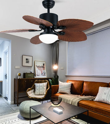 Lâmina de ABS Ventiladores de teto modernos com luz de 52 polegadas preto e marrom