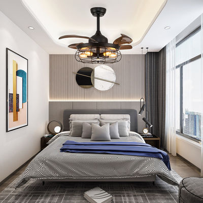Quarto de dormir confortável E27 52 polegadas de alta qualidade Ventilador de teto inteligente DC motor com luz