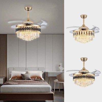 52 Ventilador de teto dobrável de corrente contínua com candelabro de luz com ventilador oculto