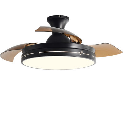 Ventilador decorativo de teto dobrável com controle remoto leve Preto Marrom