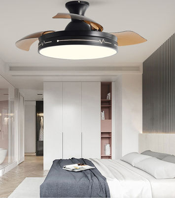 Ventilador decorativo de teto dobrável com controle remoto leve Preto Marrom