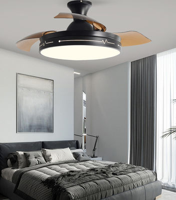 Ventilador decorativo de teto dobrável com controle remoto leve Preto Marrom
