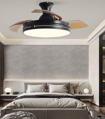 Ventilador decorativo de teto dobrável com controle remoto leve Preto Marrom
