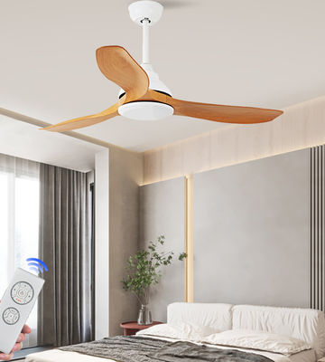 Ventiladores de sala de estar de 52 polegadas Ventilador de teto de LED moderno ABS lâminas Marrom