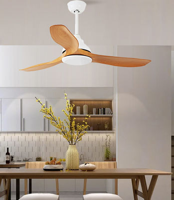 Ventiladores de sala de estar de 52 polegadas Ventilador de teto de LED moderno ABS lâminas Marrom