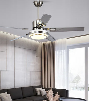 Ventiladores de tecto de motor de corrente contínua de prata de 52 polegadas com luzes / 5 lâminas ABS