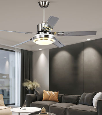 Ventiladores de tecto de motor de corrente contínua de prata de 52 polegadas com luzes / 5 lâminas ABS