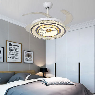 Ventilador de teto dobrável de quartos com luz LED Ventilador de teto inteligente dobrável